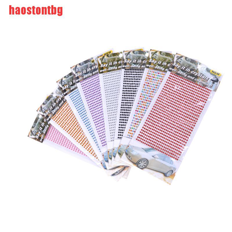 (Haostong) Bộ 750 Cái Đá Thạch Anh 3mm Tự Dính Trang Trí Xe Hơi