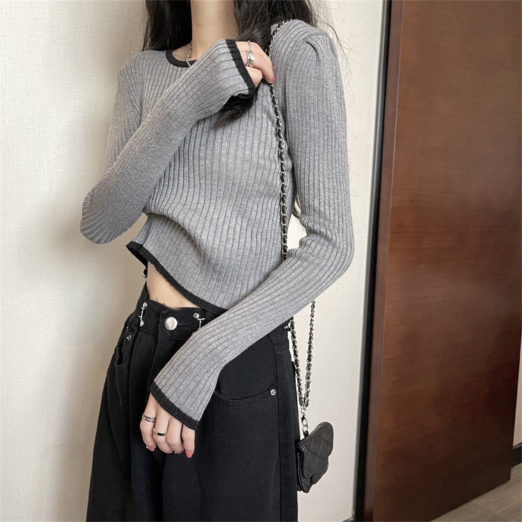 622331#Áo Dệt Kim Ngắn Lưng Cao Dáng Ôm Thời Trang Mùa Thu Hàng Mới 2022 Dành Cho Bạn Nữ