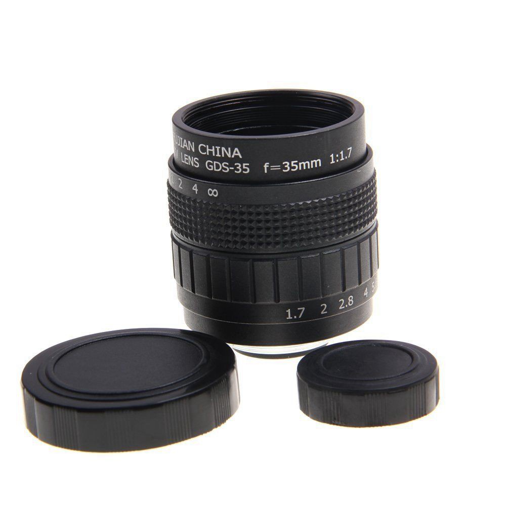 35mm F/1.7 C-Mount Lens Prime Lens with Adapter Ring for PanasOnic Olympus Camera