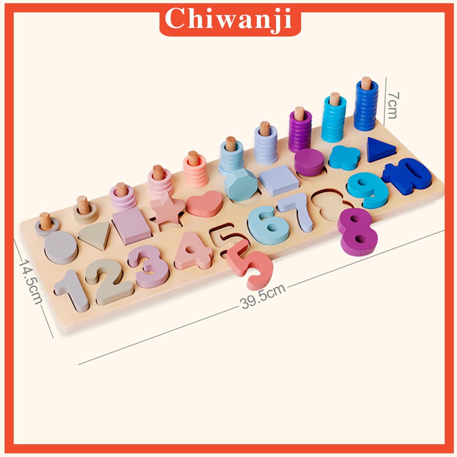 [CHIWANJI] Rainbow Rings Board Wooden Color Sorter Sorting Matching Toys Preschool