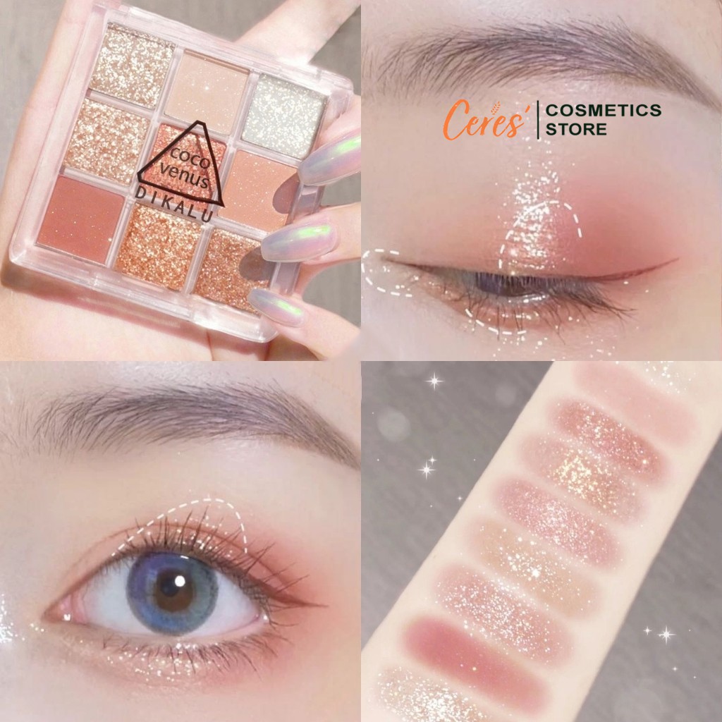 Phấn Mắt Dikalu 💕𝑭𝒓𝒆𝒆𝒔𝒉𝒊𝒑💕 Bảng Mắt Nhũ Coco Venus 9 Ô Vuông Màu Nhũ | BigBuy360 - bigbuy360.vn
