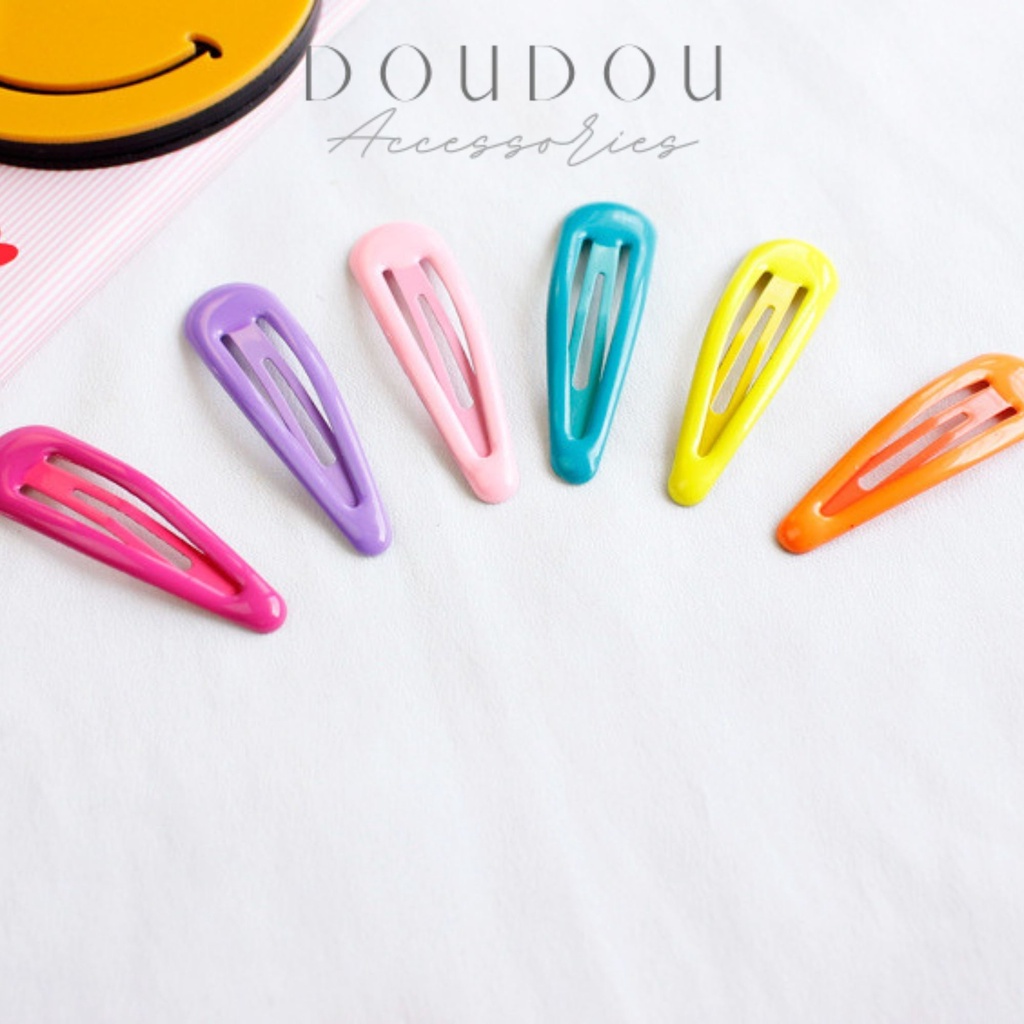 Phụ kiện kẹp tóc xinh DOUDOU Kẹp tóc mái hình elip sơn dầu cao cấp Cặp bấm mái nữ thời trang FJ010