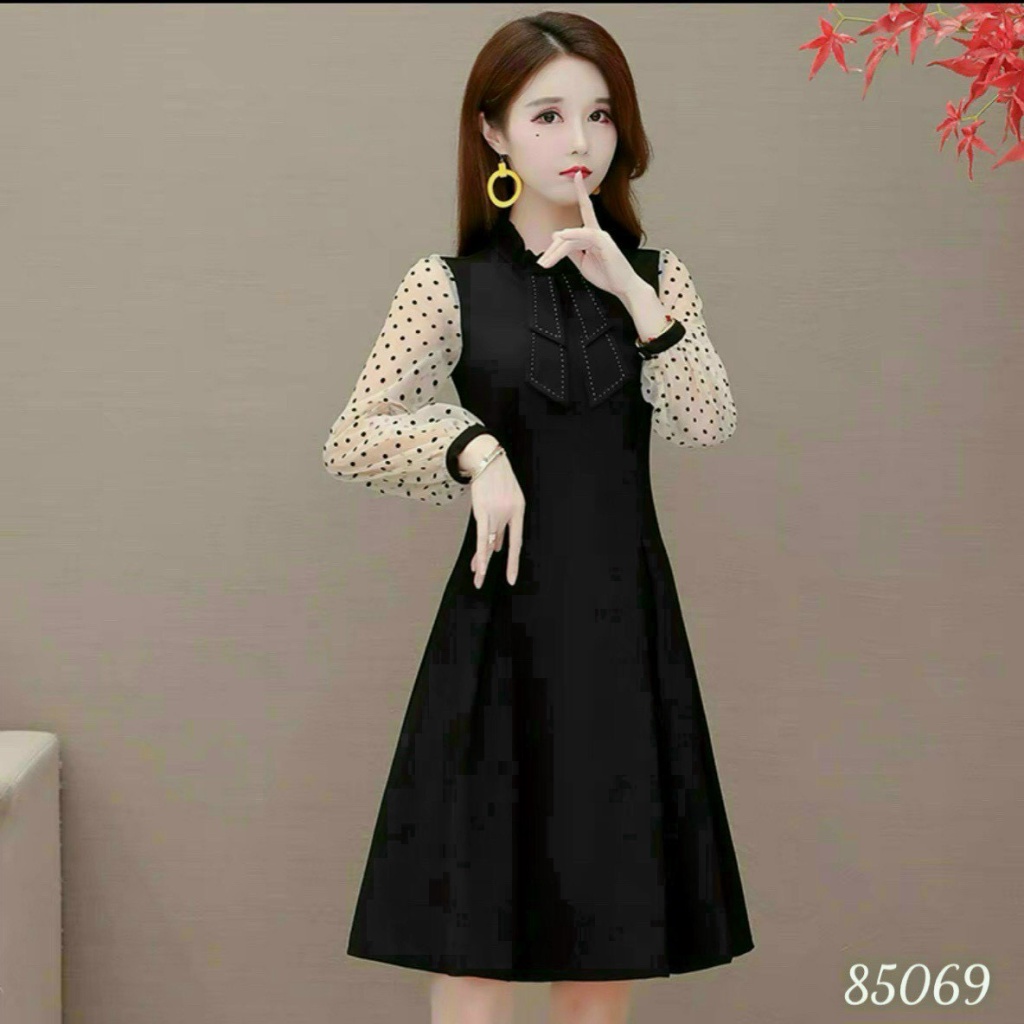 ĐẦM SUÔNG NỮ PHỐI TAY LƯỚI CỔ CÁCH ĐIỆU THỜI TRANG SANG TRONG TINH TẾ HHP