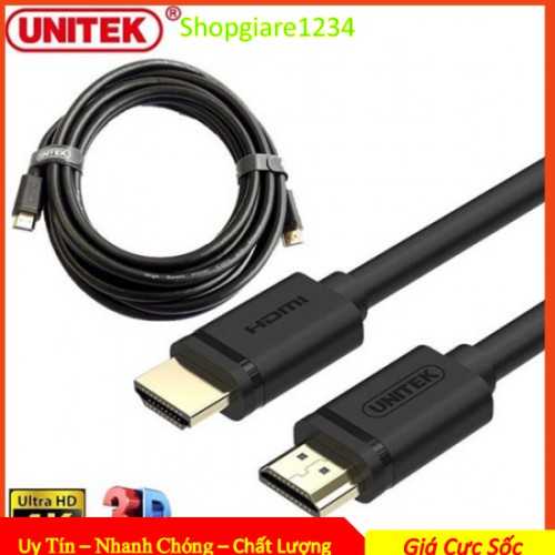 [Mã 2404EL10K giảm 10K đơn 20K] Cáp HDMI 3m Unitek Y-C139 (CÁP XỊN hỗ trợ 4K Ultra HD và 3D) - BH 12 Tháng