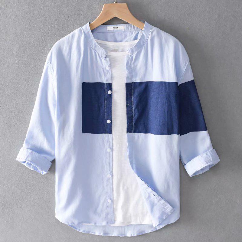Màu Sắc Áo Sơ Mi Tay Lửng Bằng cotton Lanh Thời Trang Mùa Hè Cho Nam