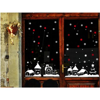 Decal trang trí tường Noel - Thành phố hoa tuyết đỏ