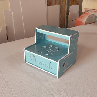 Kệ chân nail Mèo Thần Tài màu xanh siêu cute (Không ngăn kéo)