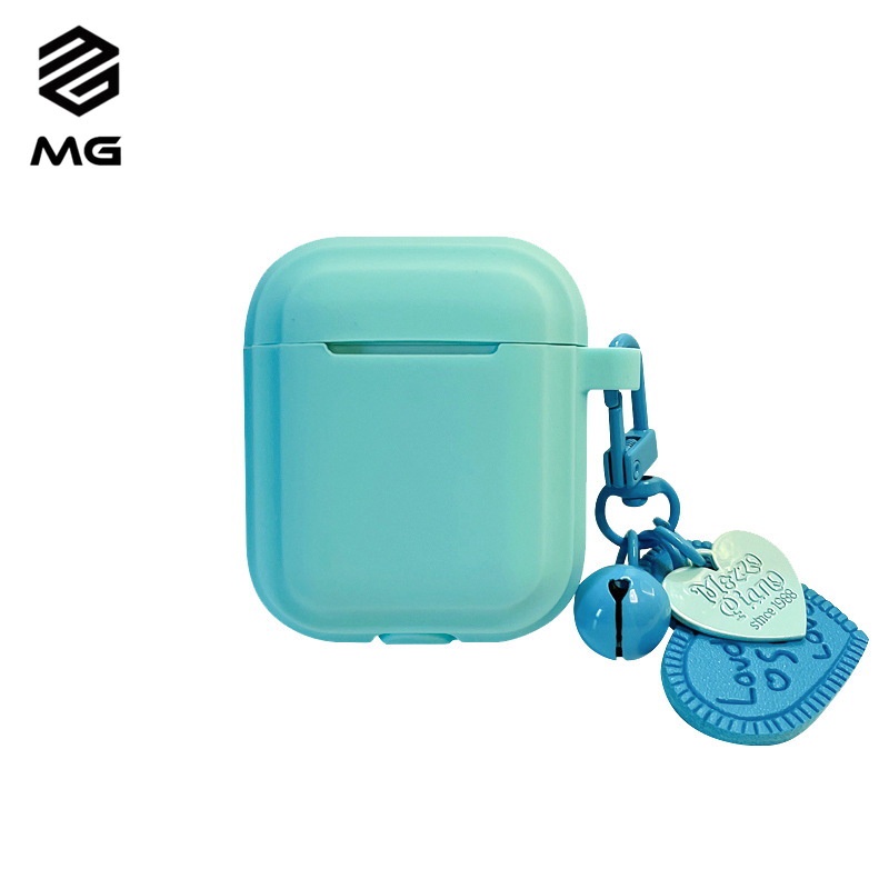 Vỏ bảo vệ hộp sạc tai nghe airpods 1 2 Pro 3 Apple bluetooth không dây hình trái tim màu trắng sữa MG Tiffany