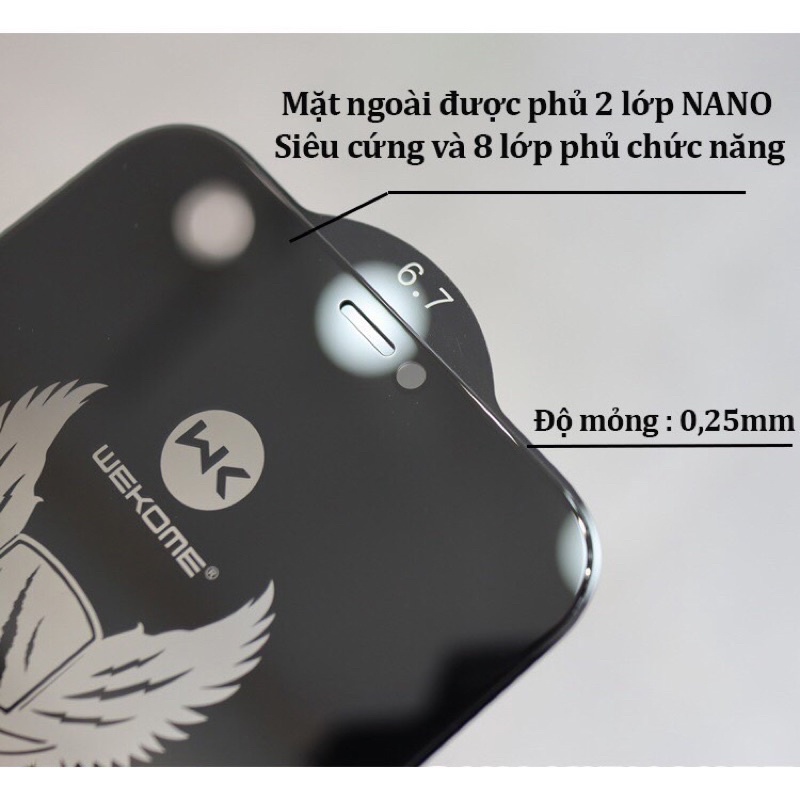 Kính Cường Lực Chống Nhìn Trộm KINGKONG Full Màn Hình Cho iPhone | Hạn Chế Bám Vân Tay | Chính Hãng WK