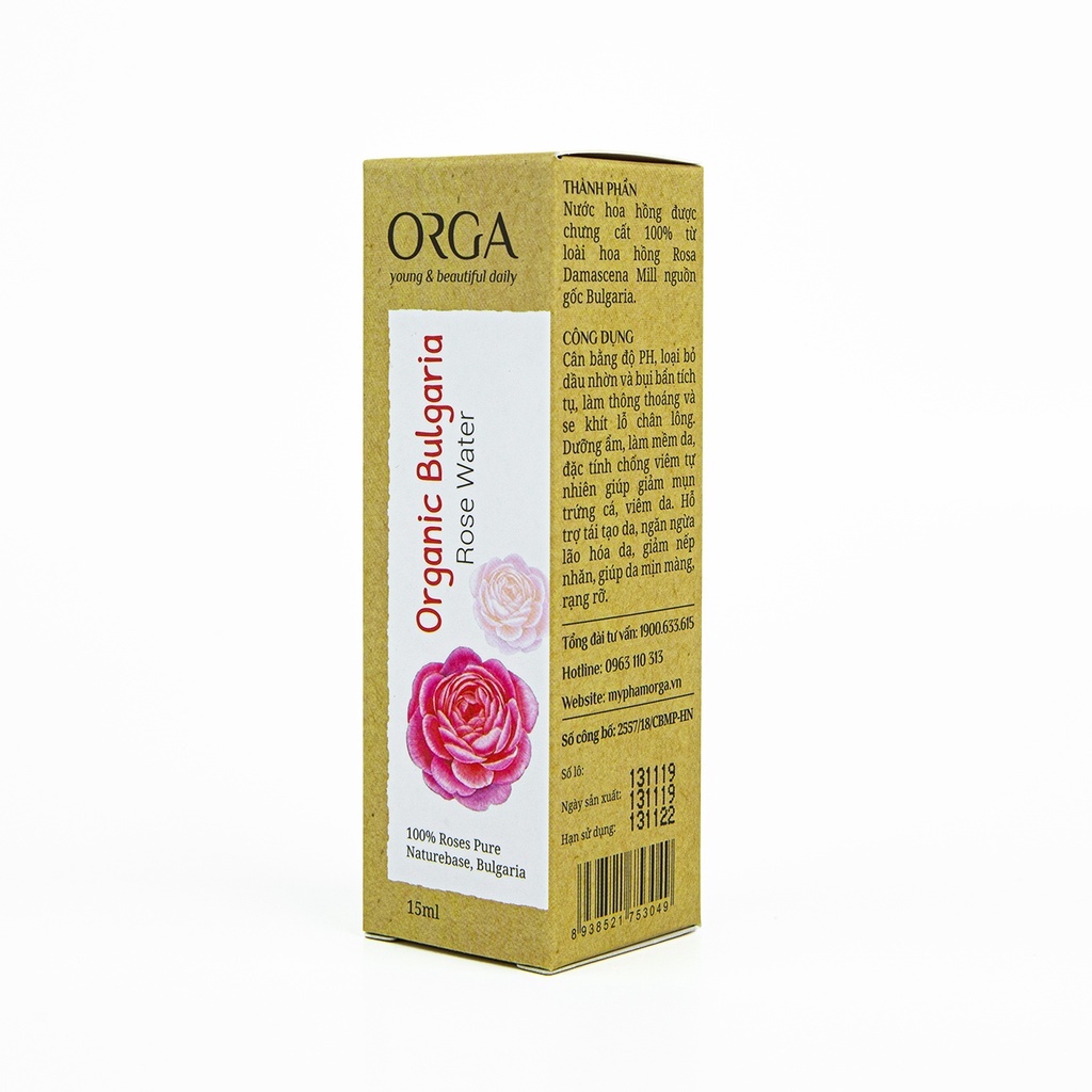 [Mã BMBAU50 giảm 7% đơn 99K] Nước Hoa Hồng Le'Orga - Toner Organic Bulgaria Cân Bằng Da Se Khít Lỗ Chân Lông 15ml