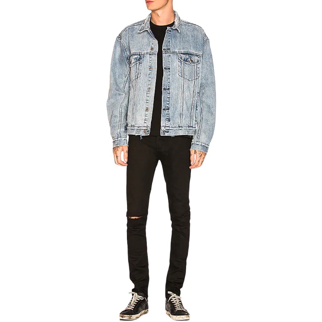 Quần Jean Nam The Luyn Black Màu Đen Rách Gối Mix-Match Năng Động Vải Dày Dặn Bền Lâu Khó Phai Màu