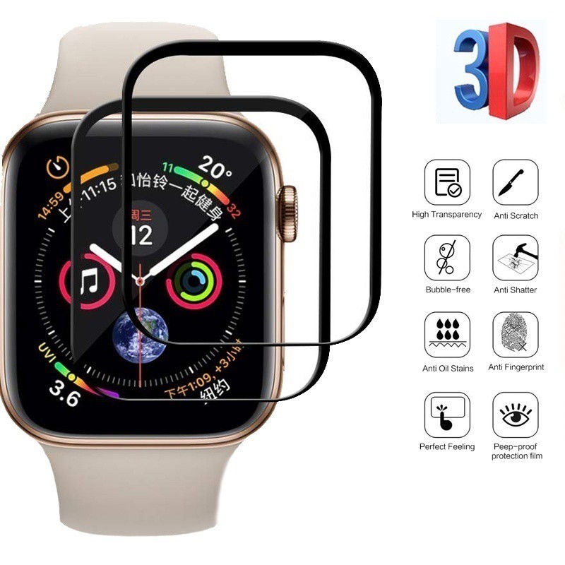 Kính Cường Lực Bề Mặt Cong 3D Cho iWatch 4 Series 40 / 44mm