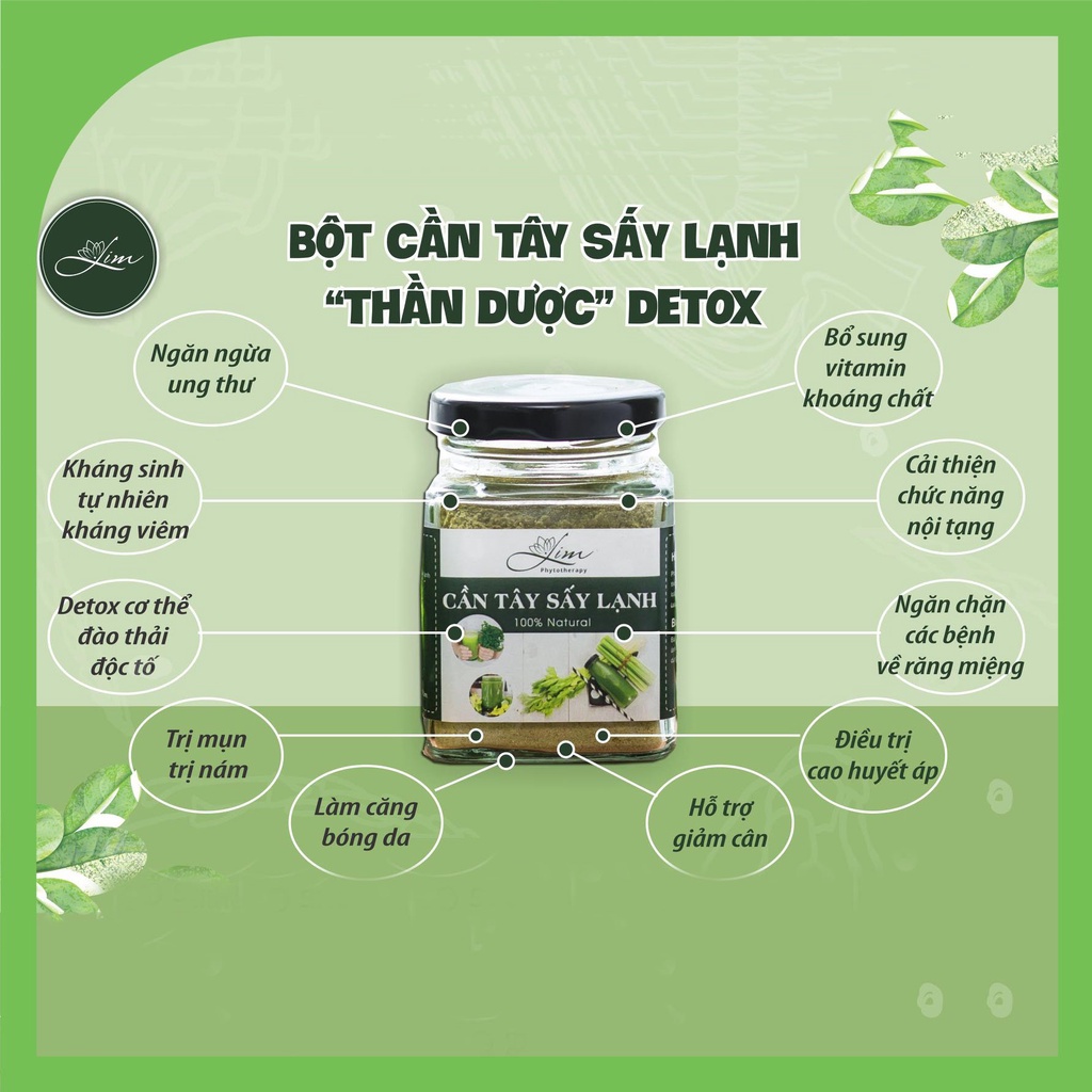 Bột cần tây nguyên chất hỗ trợ giảm cân đẹp da thanh lọc cơ thể - bột cần tây sấy lạnh Lim farm food