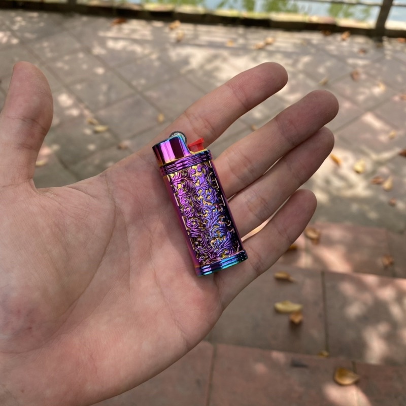 Vỏ Bic j5 Mini Hoa Văn Kim Loại - Xanh Tím