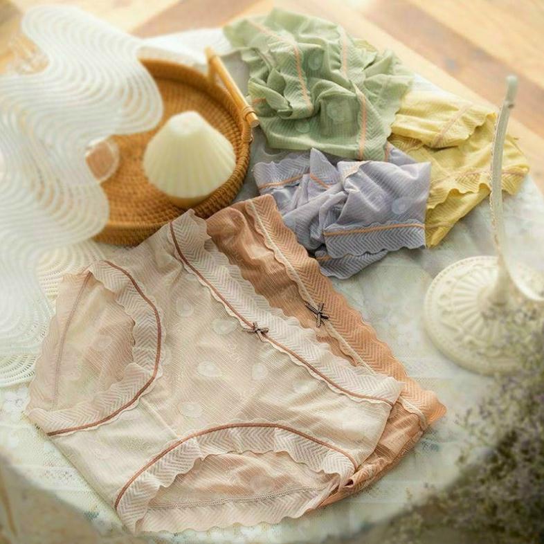Quần lót ren dễ thương thoáng khí nâng mông tôn dáng KIMCHIBIKINI chip nữ lụa tinh khiết Ql165