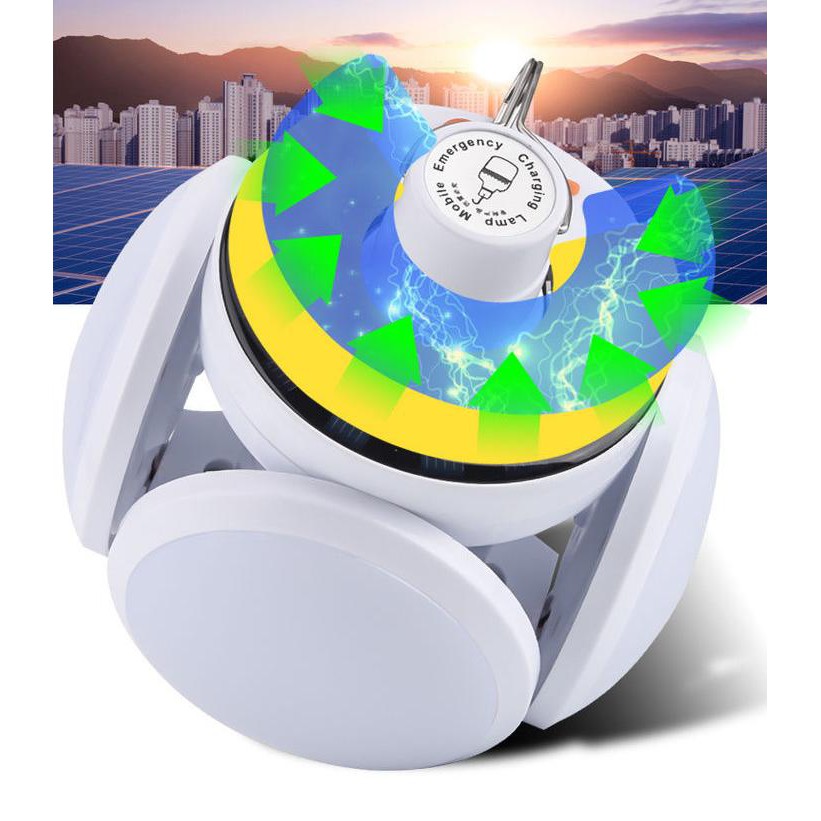 Đèn Led Tích Điện Năng Lượng Mặt Trời 4 Cánh 5 Bóng Gấp Gọn Bảo Hành 3 Tháng 1 Đổi 1