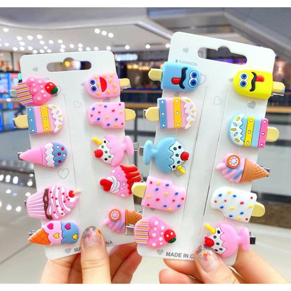 Vỉ 10 Kẹp Tóc Hoạt Hình Ngộ Nghĩnh Cho Bé