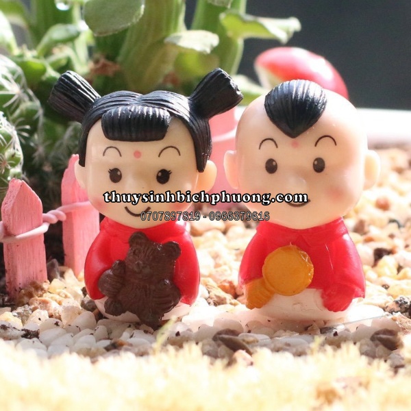 HAI BÉ NHỎ CUTE TRANG TRÍ TERRARIUM ĐỒ CHƠI TÉP KIỂNG THỦY SINH