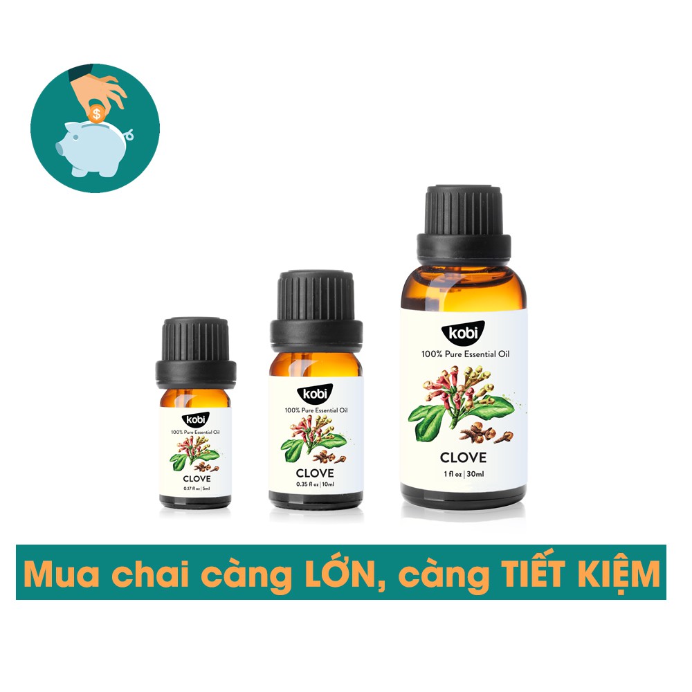 Tinh dầu Đinh Hương Lá Kobi Clove essential oil giúp làm giảm căng thẳng, ổn định huyết áp - 5ml