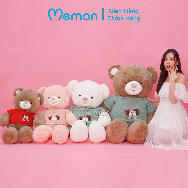 [Mã LIFEM1 giảm 50k đơn 99k] Gấu Bông Teddy Len Kiss Lông Trơn Cao Cấp Memon