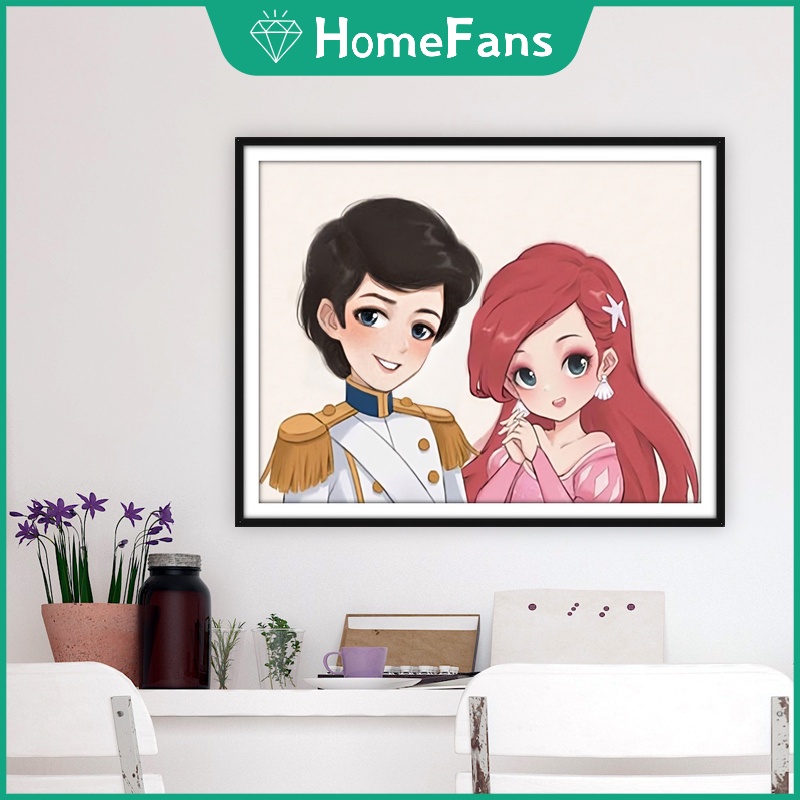 DISNEY Bộ Tranh Đính Đá 5D Tự Làm Hình Công Chúa Và Hoàng Tử 50x40cm/40x30cm Trang Trí Nhà Cửa