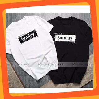 Áo phông nam nữ form rộng thoáng mát sunday 2 màu đen trắng siêu hot chất lượng