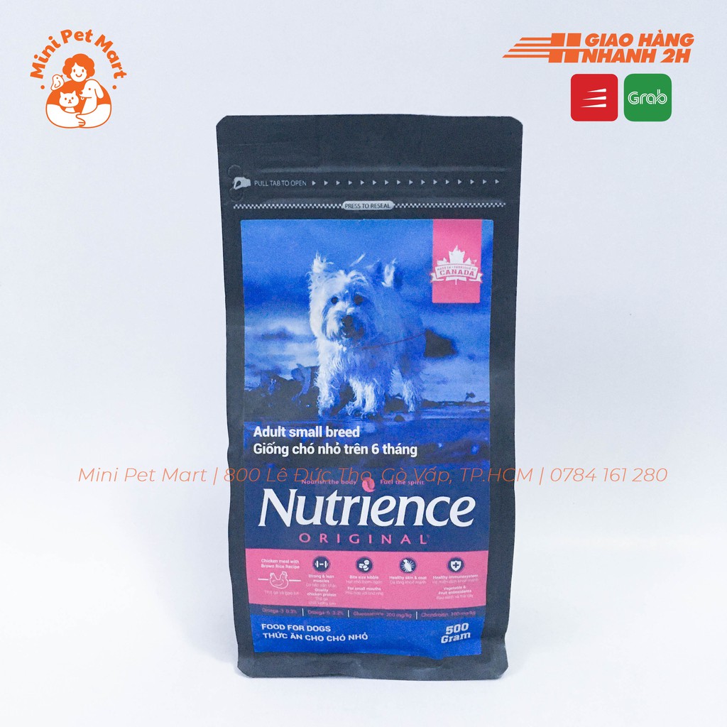 [500g] Thức ăn hạt cho chó giống nhỏ NUTRIENCE - Vị thịt gà và rau củ