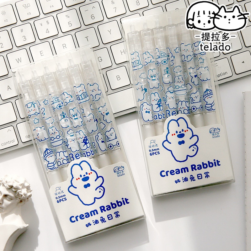 Bộ 6 bút mực màu đen ngòi 0.5mm tiện dụng