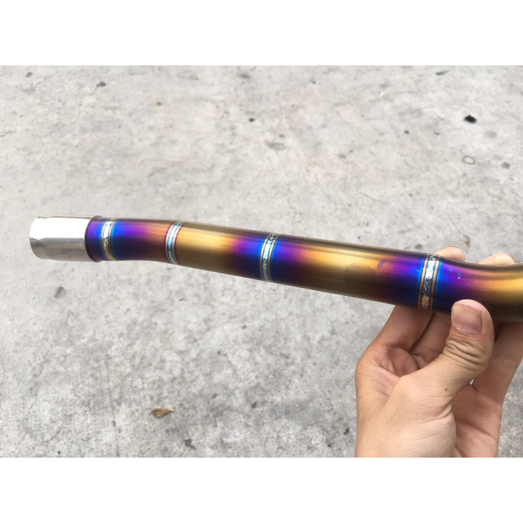 Cổ pô titan cao cấp Ex135 đường hàn mũi tên tặng khâu nối