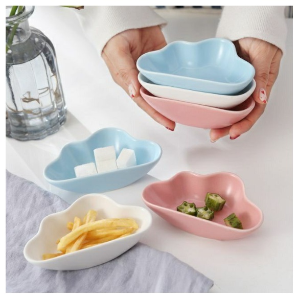 Bát đĩa hình đám mây nhỏ chất liệu gốm sứ cao cấp an toàn cho bé ăn dặm Decor Nhà Bếp Đựng Gia Vị Nước Sốt Chấm