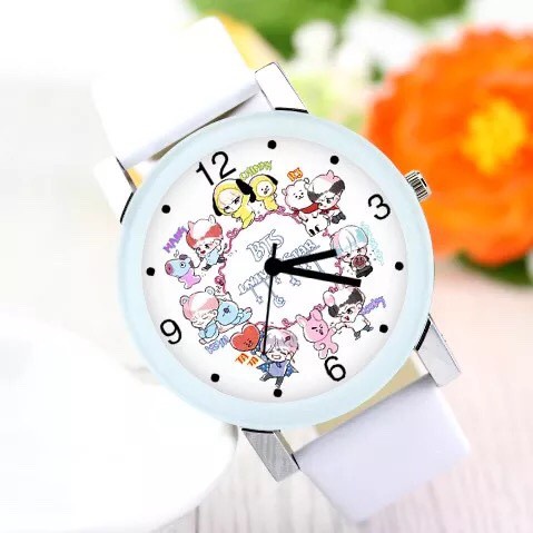 Đồng hồ IN HÌNH BT21 BTS đeo tay nam nữ quà tặng xinh xắn dễ thương mẫu ngẫu nhiên