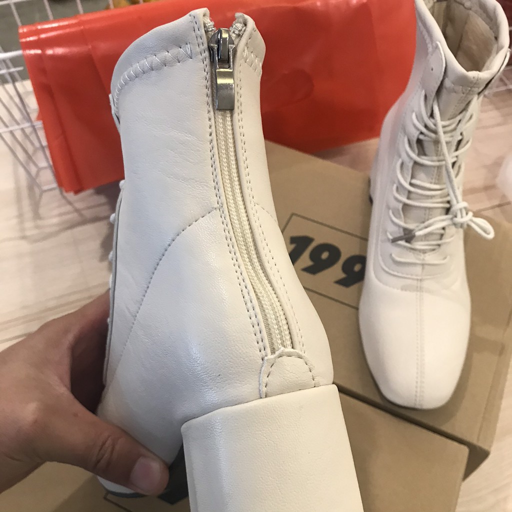 Boot Nữ Cao cổ Dây Buộc, khóa kéo Gót Vuông 5cm, BN-D31-CG | BigBuy360 - bigbuy360.vn
