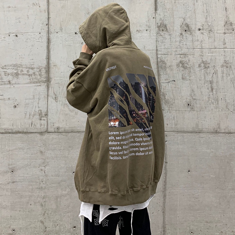Áo hoodie Tay Dài Dáng Rộng Phong Cách retro Thời Trang Cho Nam Giới