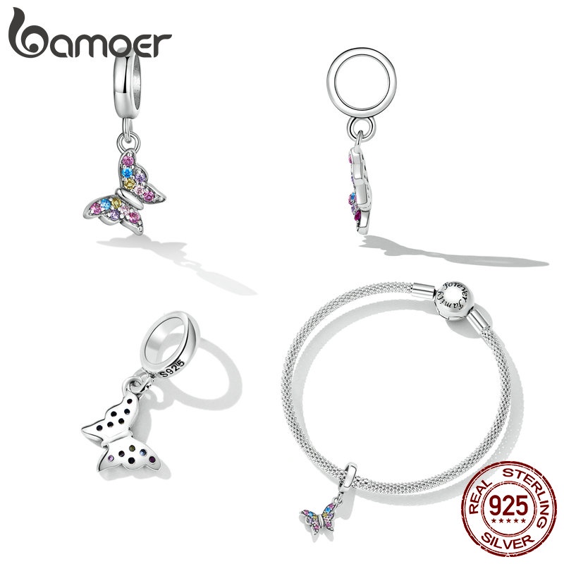 Mặt trang sức BAMOER bạc 925 hình bướm dành cho nữ