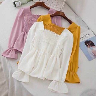 Áo peplum ullzang nhún cổ vuông