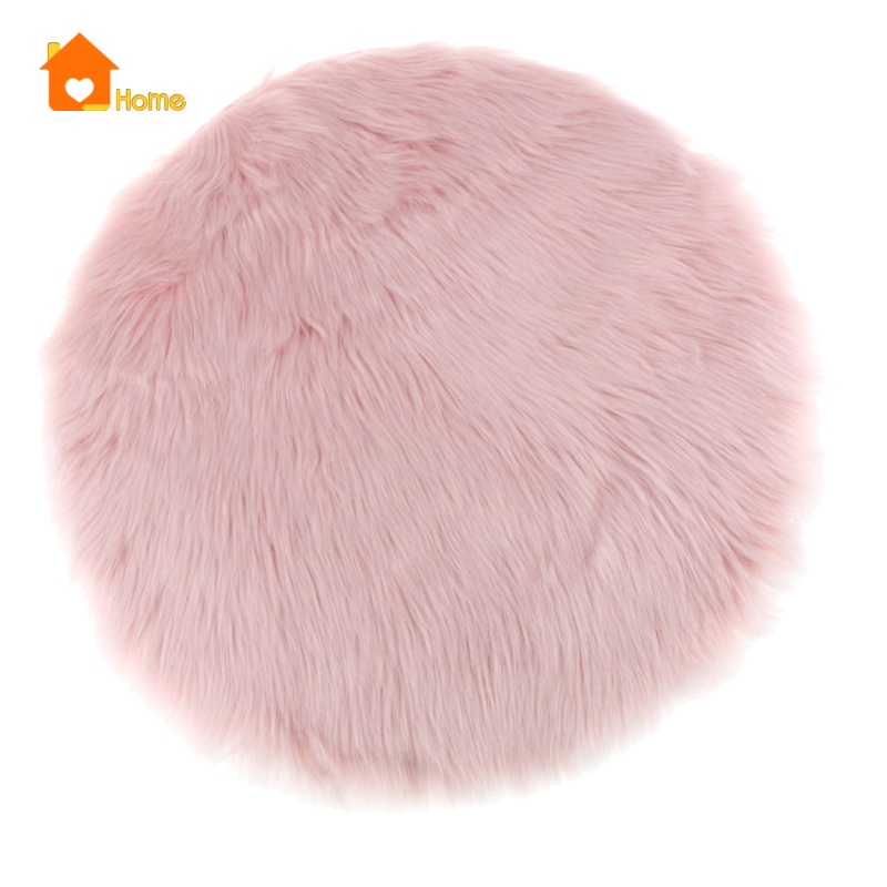 Đệm Ngồi Lông Cừu Giả Hình Tròn Dài 30cm Màu Trắng