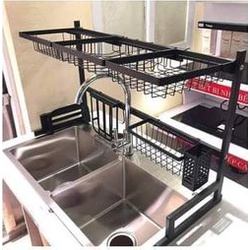 Kệ đựng bát đĩa từ 65 - 125CM trên bồn rửa bát cao cấp đa năng 2 tầng, Kệ để chén đĩa thông minh trên bồn rửa bát