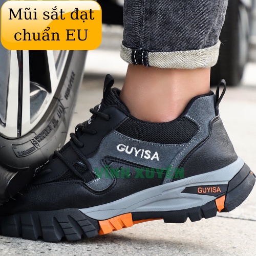 Giày bảo hộ lao động nam thoáng khí thời trang mũi thép chống va đập chống đinh Guyisa 1109