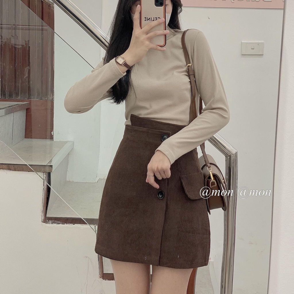 210739 Chân váy nhung tăm, chân váy nữ ulzzang, chân váy ngắn nữ - 3 màu | BigBuy360 - bigbuy360.vn