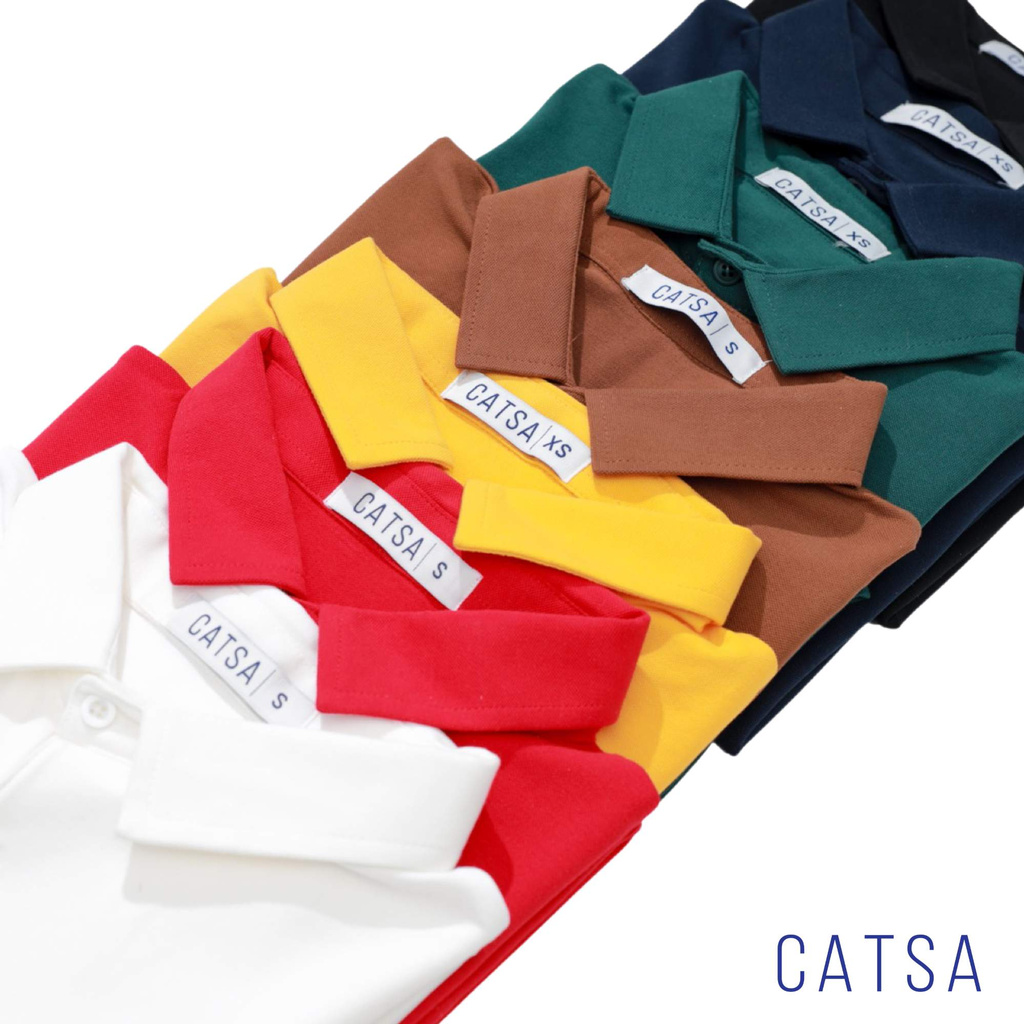 CATSA Áo thun polo đen,trắng,đỏ,vàng,nâu,xanh đen 100% cotton thoáng mát, thấm hút mồ hôi ATP205-208-211-215-213-219