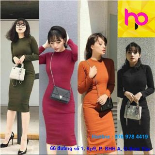 [Video +Ảnh thật ]ĐẦM BODY TAY DÀI DÁNG ÔM