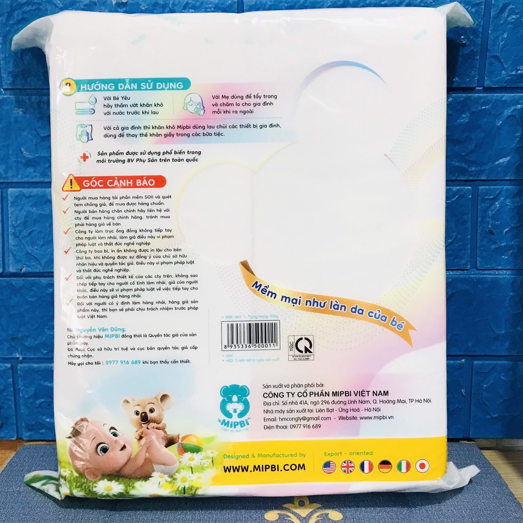 KHĂN VẢI KHÔ ĐA NĂNG MIPBI 260g, 300gr, 600gr, 900gr