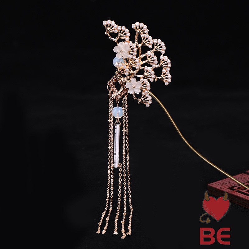 YADORNOS Trâm cài tóc đính hoa và ngọc trai nhân tạo phong cách Trung Quốc