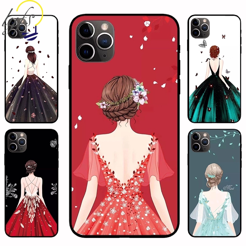 Ốp điện thoại TPU dẻo hình cô gái mặc đầm đẹp cho iPhone11 Pro Max 11 Pro 11 XS MAX XR X 7 8 6 Plus iPhone6s