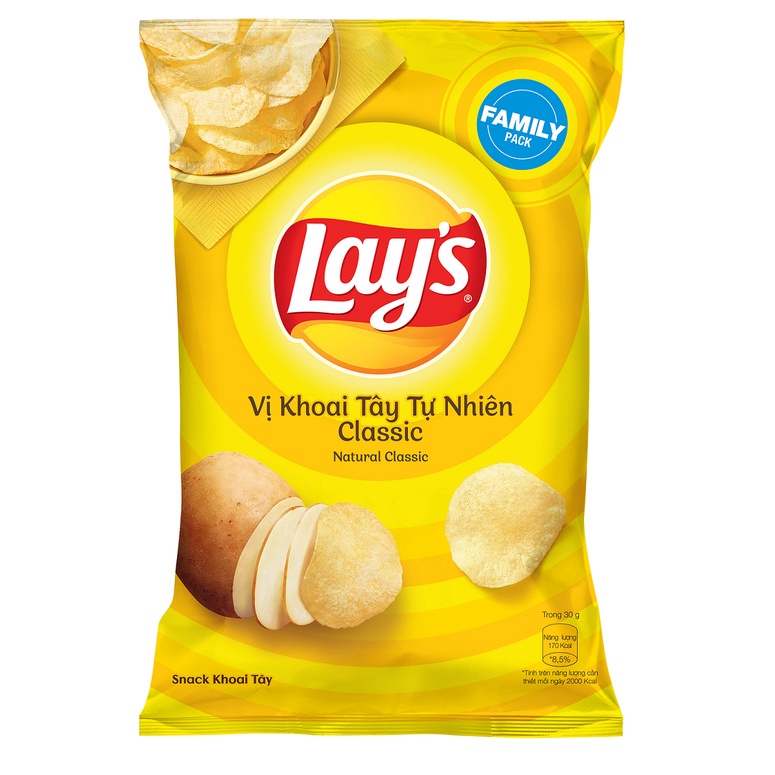 Snack Khoai Tây Lay's vị Khoai Tây Tự Nhiên Classic 32/56/95/150g