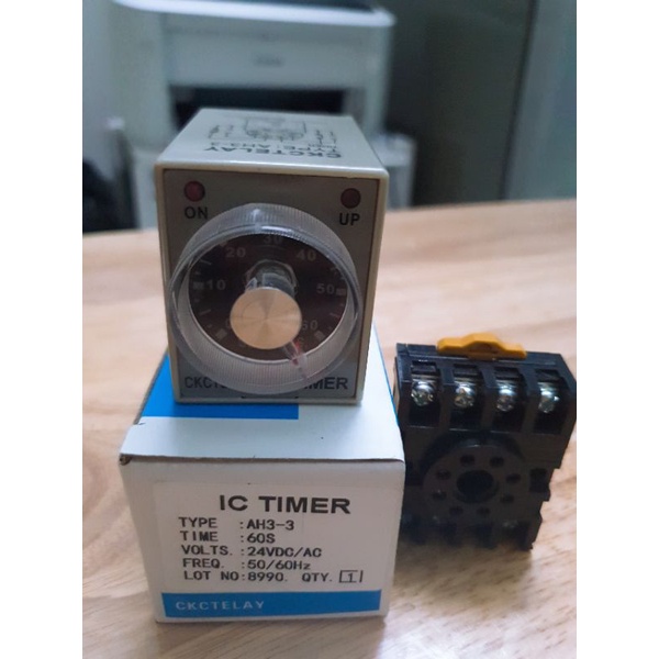 Relay thời gian, rơ le thời gian 24VDC CKC AH3-3 ko kèm đế