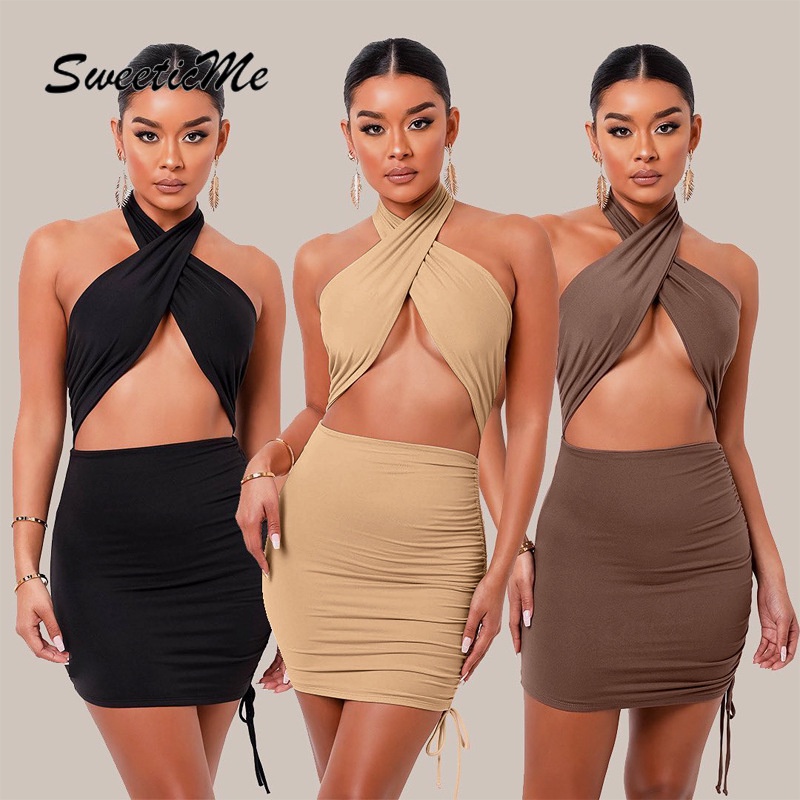 Đầm Cổ Yếm Xếp Ly Sweeticme 2022 Mới