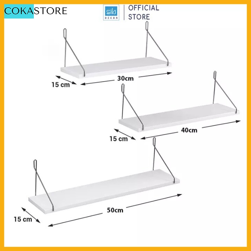 Bộ 3 Kệ Treo Tường Trang Trí Thanh Ngang Không Cần Khoan Móc Treo Inox Chắc Chắn Có Phụ Kiện Đầy Đủ