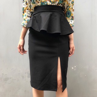 (Eo từ 60-78cm) CHÂN VÁY PEPLUM XẺ TRƯỚC FREESIZE