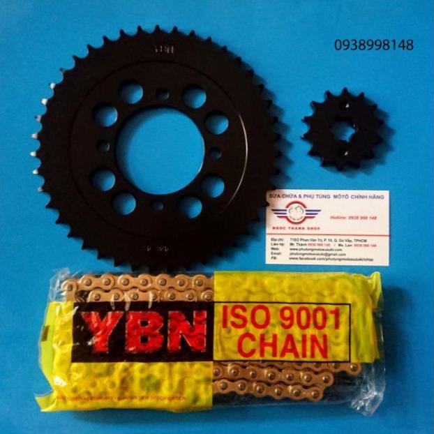 Bộ Nhông xích đĩa, Nhông sên đĩa Yamaha YB125, YB 125, YBR125 màu đen 14 x 43 NTS - ngocthanh_shop